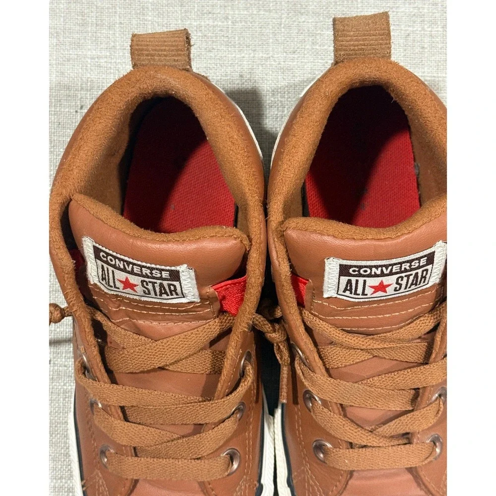 Converse Chuck Taylor All Star Street Mid Brown Leather Sneakers Youth Size 1